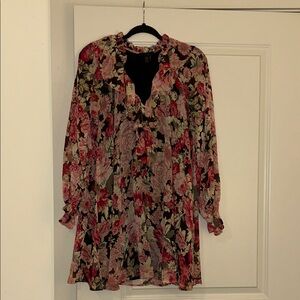 House of Harlow 1960 Pink and Black Floral Dress